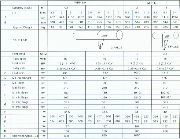 Medium duty wire rope hoist Specification