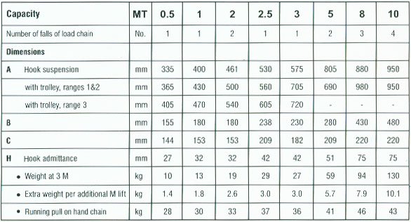 Triple spur gear chain pulley block Specification